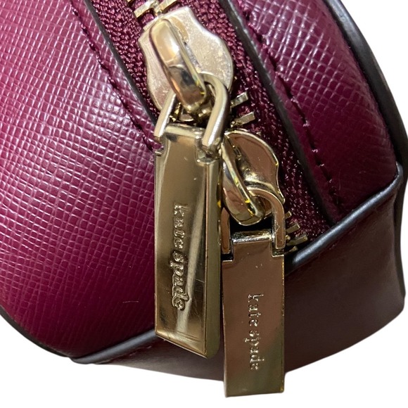 Kate Spade New York Meow Cat Daisy Crossbody Bag Burgundy Saffiano Leather - Picture 3 of 16